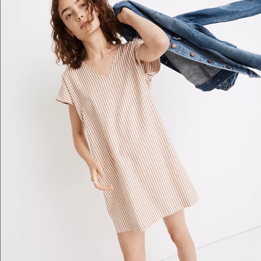Madewell Button-Back Easy Dress in Stripe S